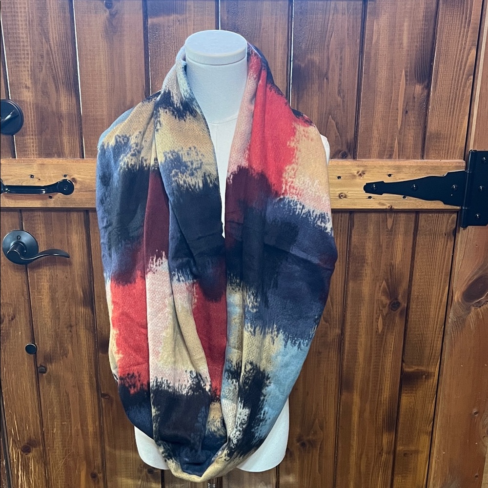 Dillard’s blue/orange Multicolor Tie-Dye Infinity Scarf boho hippie casual 2284